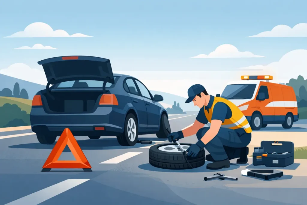 How Roadside Tire Change Works When You’re Stranded